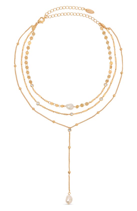 Shop Ettika Forever Cultured Freshwater Pearl Layered Y-necklace In Gold