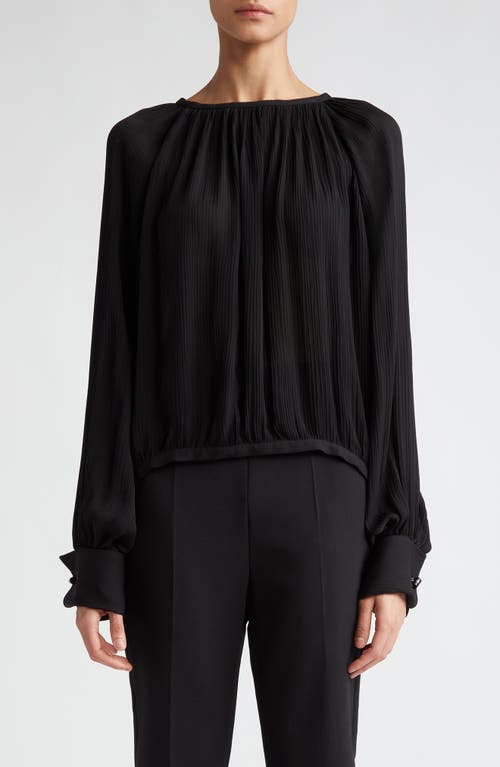 Max Mara Narvel Draped Silk Top Black at Nordstrom,