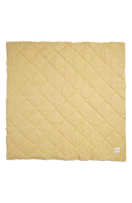 Pehr Reversible Quilted Organic Cotton Blanket In Ivory/marigold