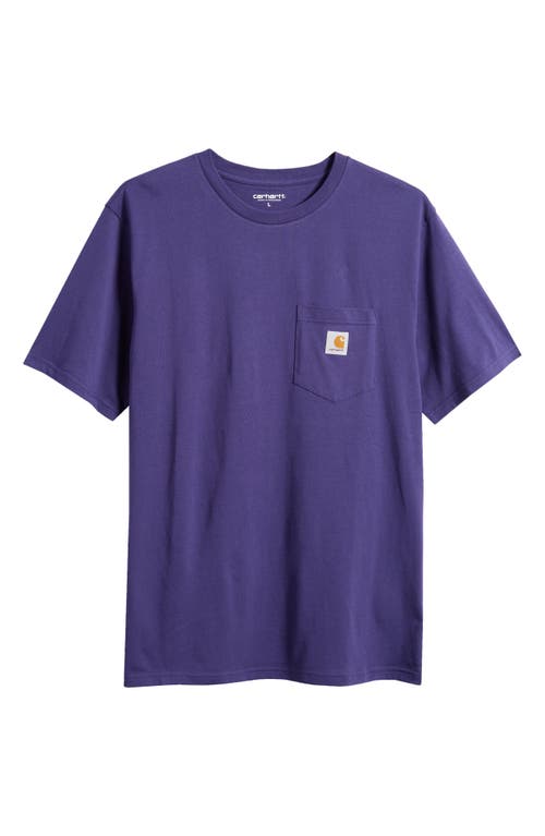 Shop Carhartt Work In Progress Logo Pocket T-shirt In Aura