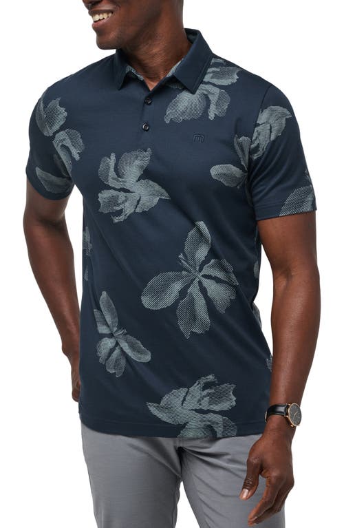 Travismathew Tropical Tour Floral Cotton Blend Polo In Total Eclipse