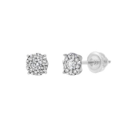 Luvmyjewelry Ethereal 14k White Gold Cluster Diamond Unisex Earrings