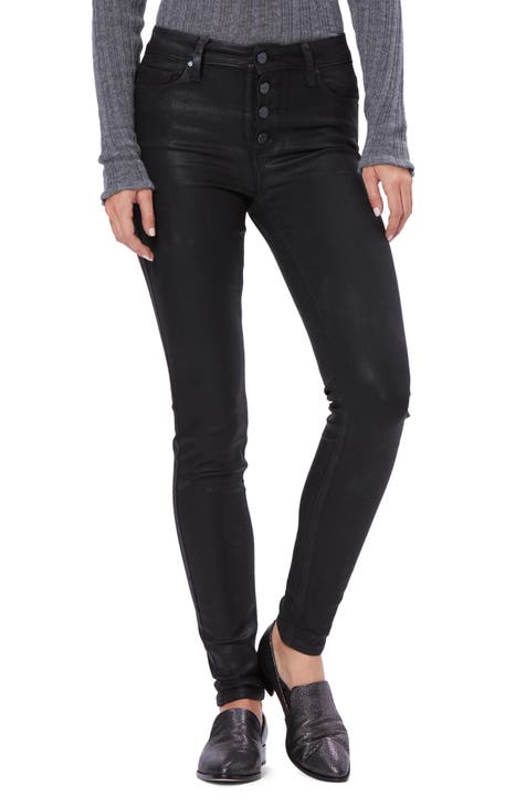 Transcend - Hoxton Coated High Waist Ultra Skinny Jeans (Black Fog Luxe Coating)