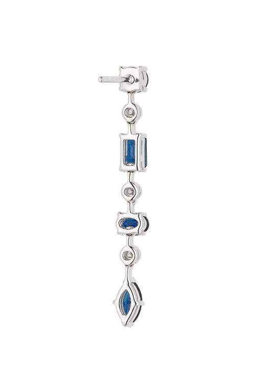 Valani Atelier Floating Sapphire & Diamond Linear Earrings In White Gold