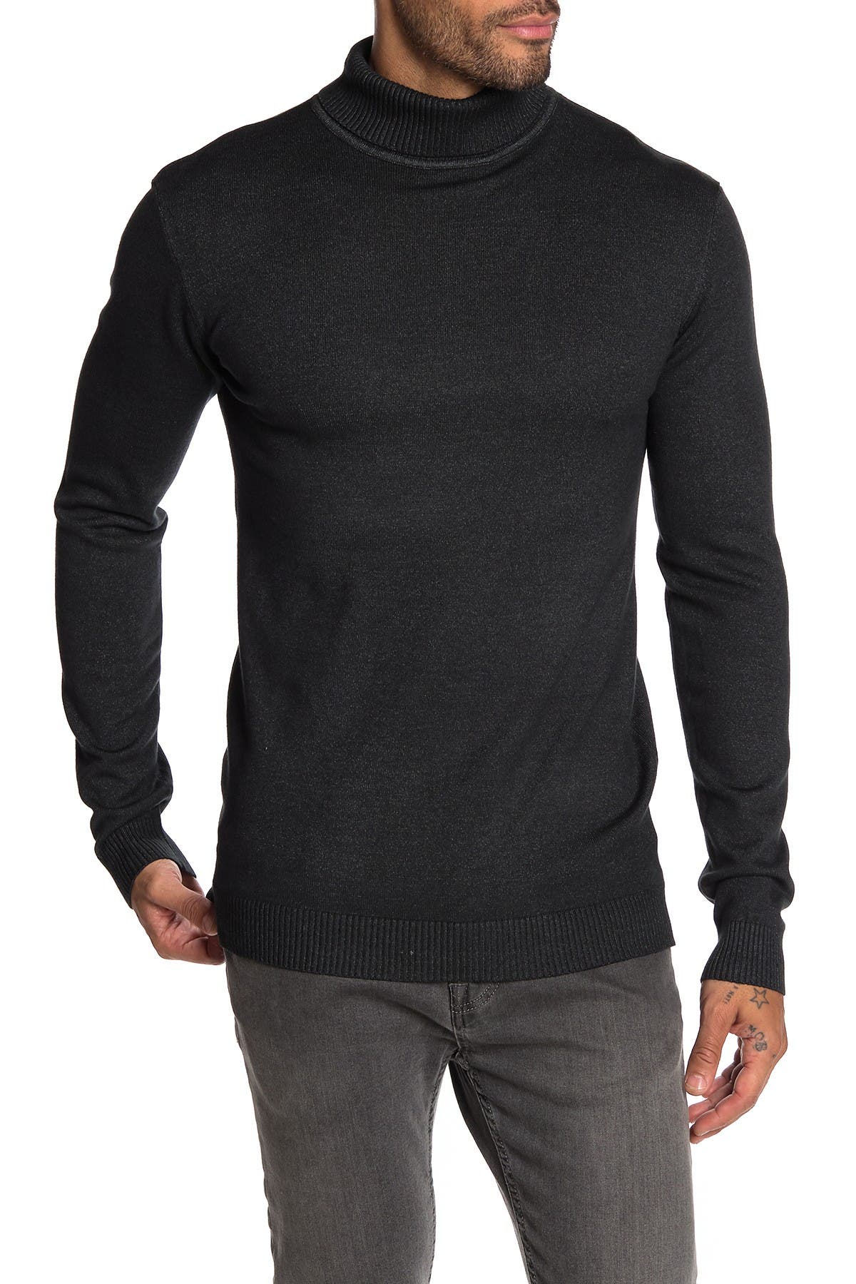 men's rib knit turtleneck sweater