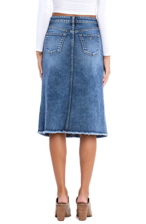 Wash Lab Denim Double Front Slit Denim Midi Skirt In Split Blue