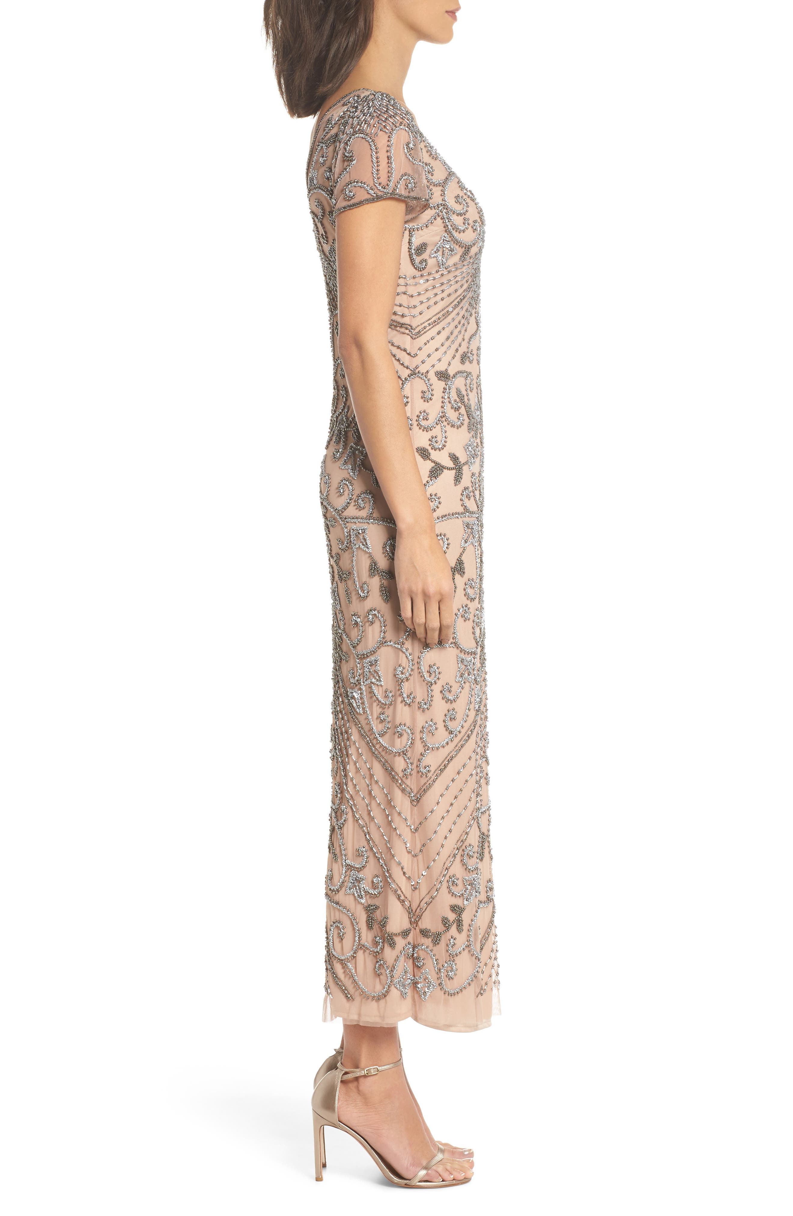 pisarro nights beaded longline gown