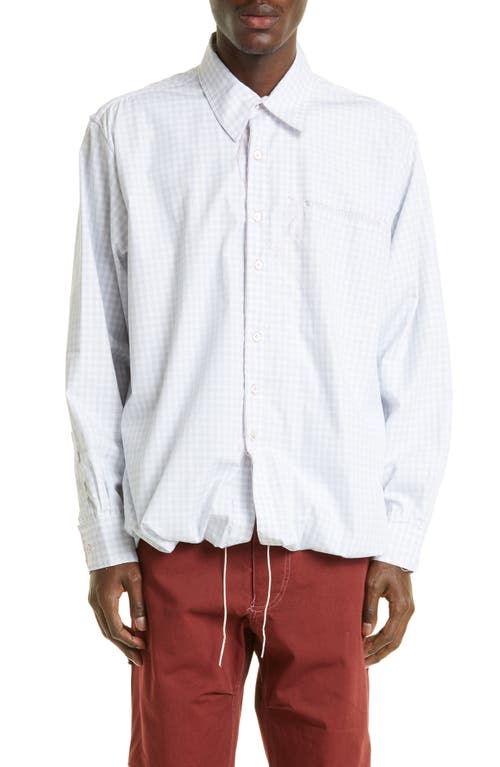 Camiel Fortgens Double Cloth Cotton Button-Up Shirt in Check/Stripe