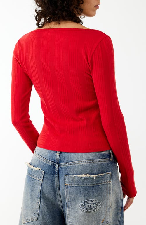 Shop Bdg Urban Outfitters Olivia Picot Trim Rib Top In Red