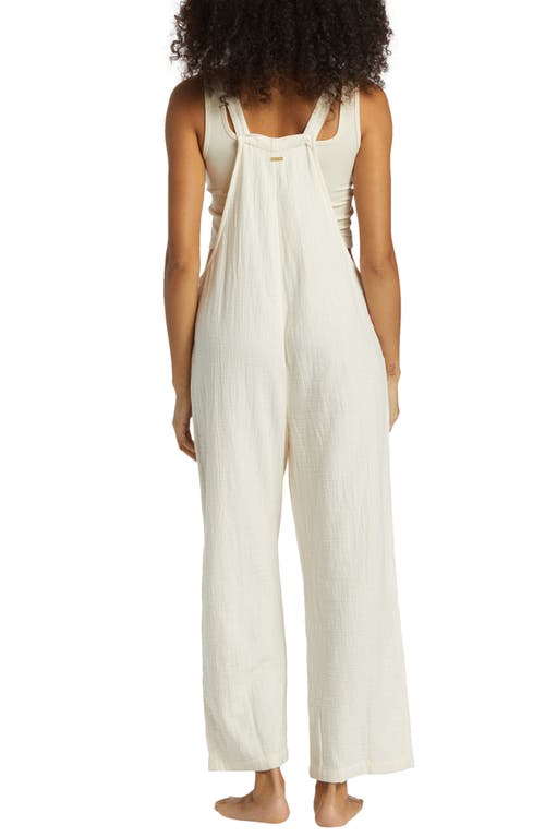 Shop Billabong Pacific Time Cotton Gauze Jumpsuit In White Cap