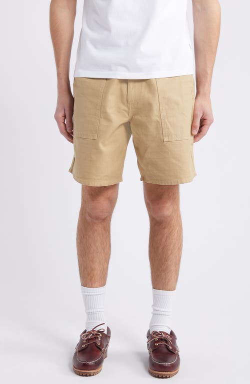 Sienna Check Textured Organic Cotton Ripstop Shorts in Khaki
