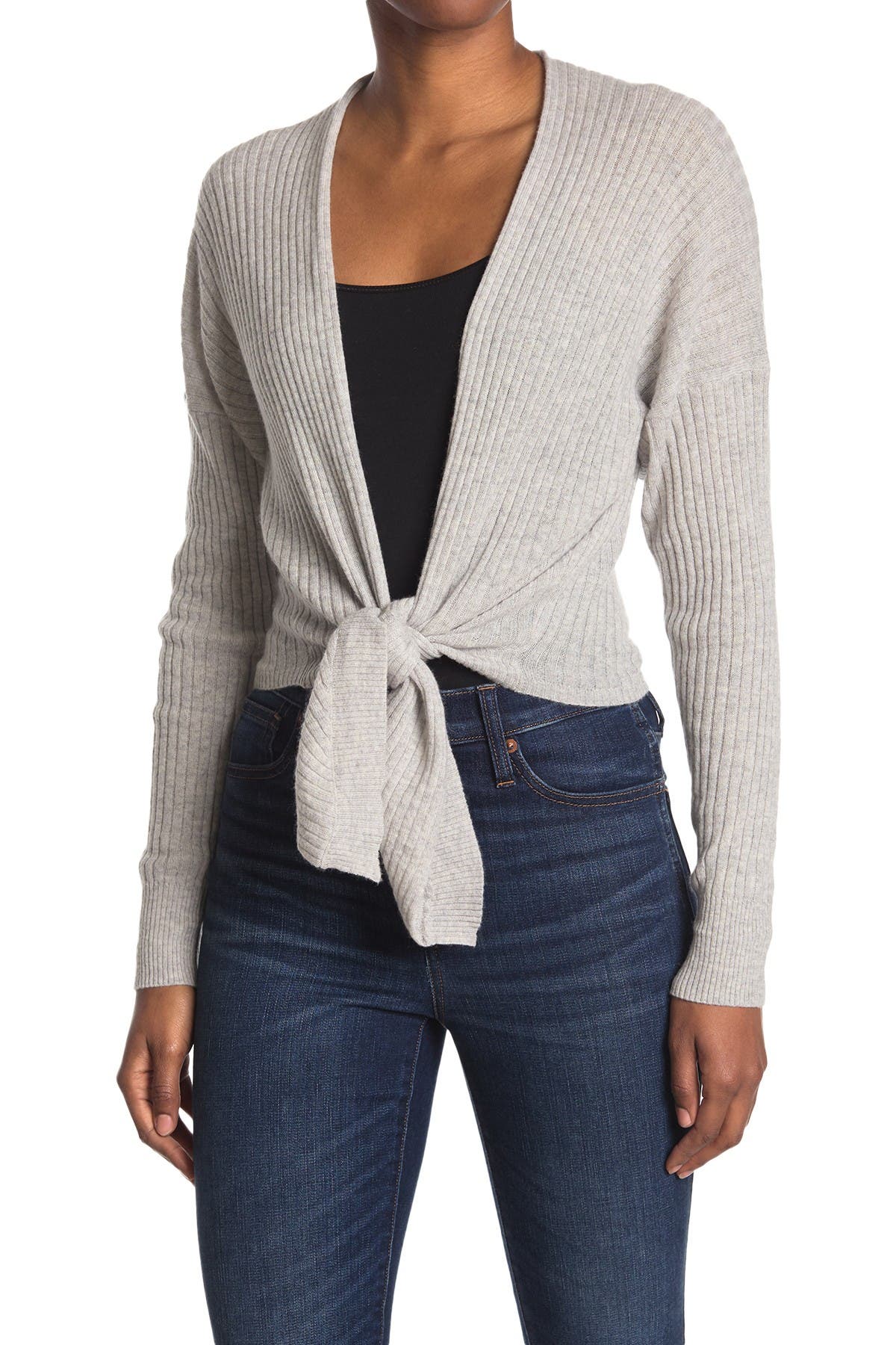 cashmere tie front cardigan