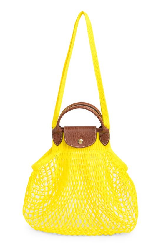 Longchamp Le Pliage Filet Knit Shoulder Bag In Lemon ModeSens