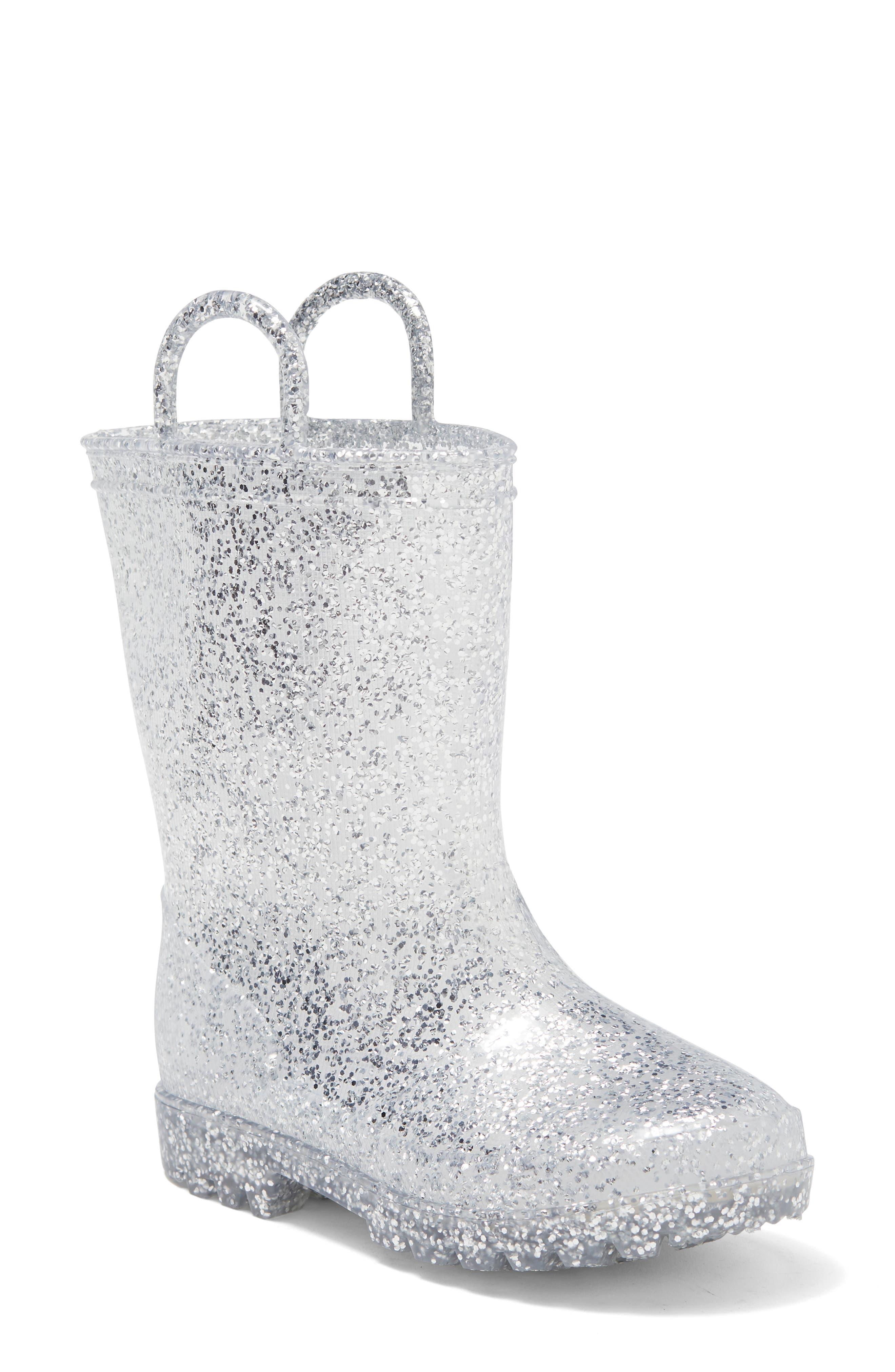 Children's Diamante sparkly fur lined Boots Kids Pull on glitter 