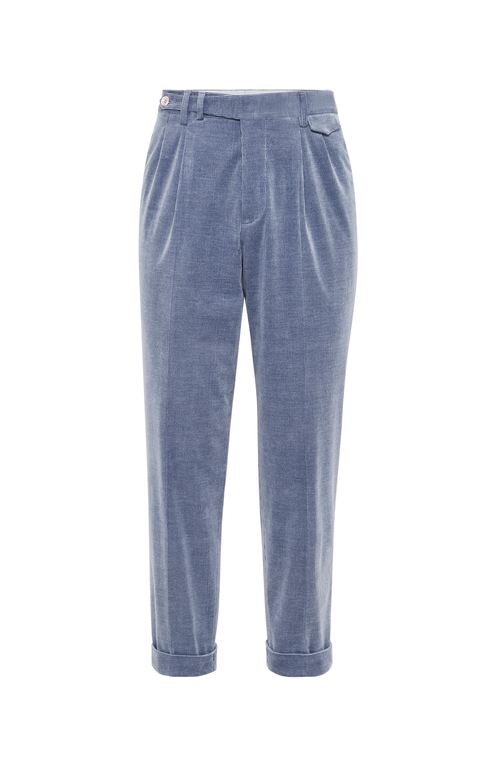 Shop Brunello Cucinelli Corduroy Leisure Fit Trousers In Denim