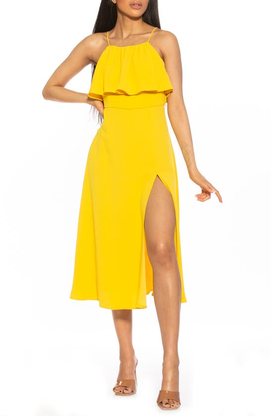 Alexia Admor Hailee Floral Halter Neck Midi Dress In Yellow