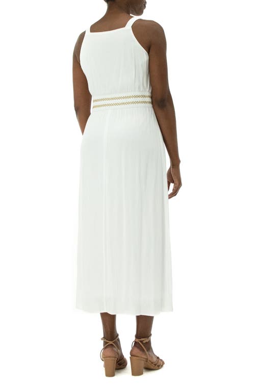 Shop Nina Leonard V-neck Maxi Dress In White/gold