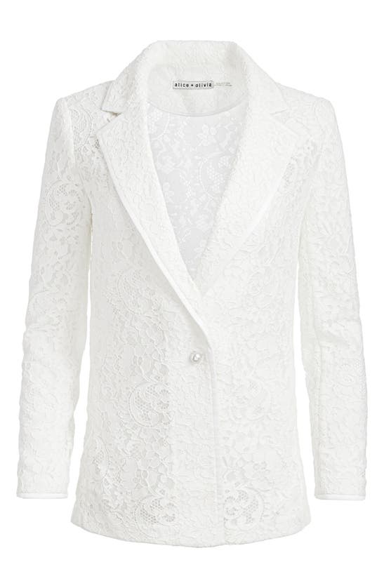Shop Alice And Olivia Judith Sheer Lace Jacket In Off White