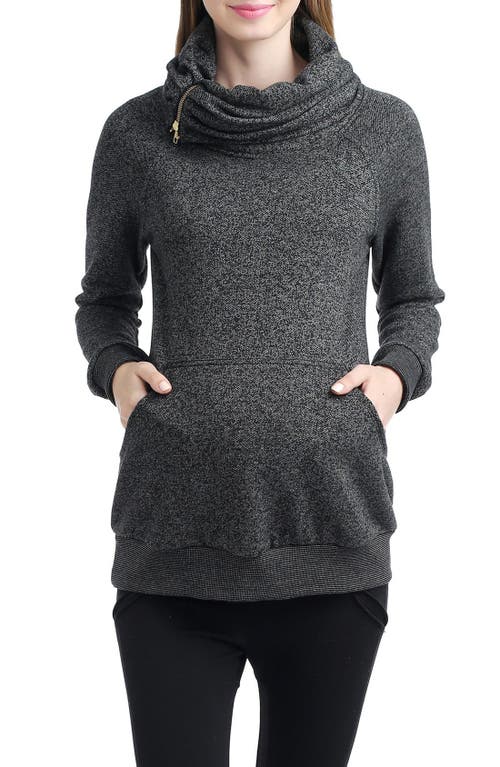 Kimi and Kai 'Thea' Zip Collar Maternity Sweatshirt in Black