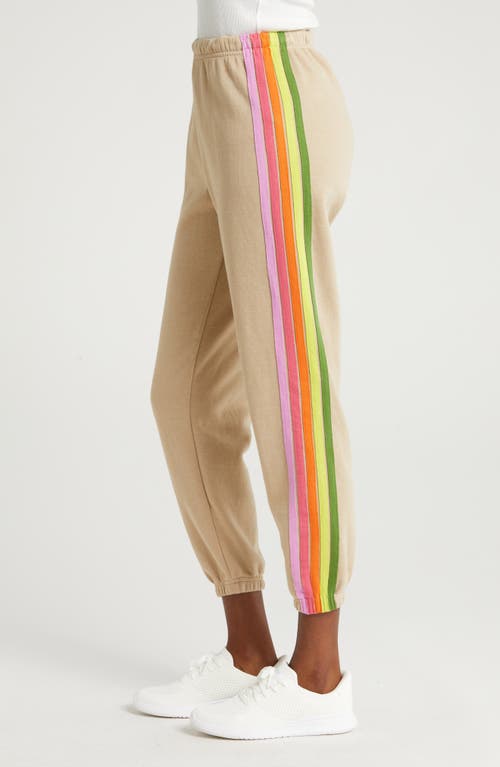 Aviator Nation Stripe Sweatpants In Sand/pink Green