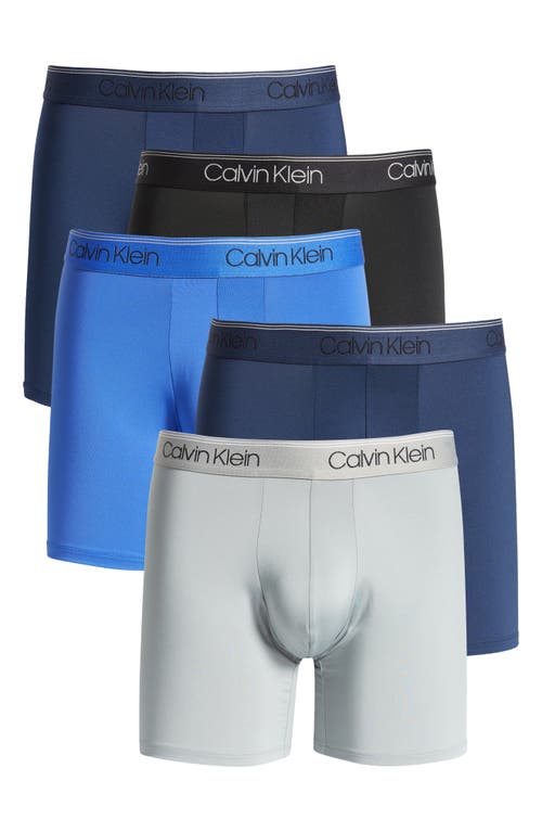 Calvin Klein 5-Pack Performance Boxer Briefs in Black/Blue Multi
