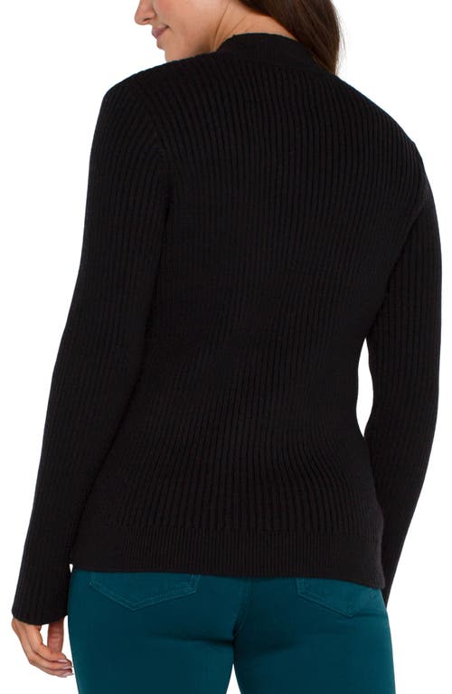 Shop Liverpool Mock Neck Cable Sweater In Black