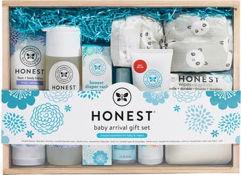 The Honest Company Set de regalo de llegada para bebés | Caja de bienvenida  para recién nacidos | Pañales, toallitas, cuidado personal, crema para la