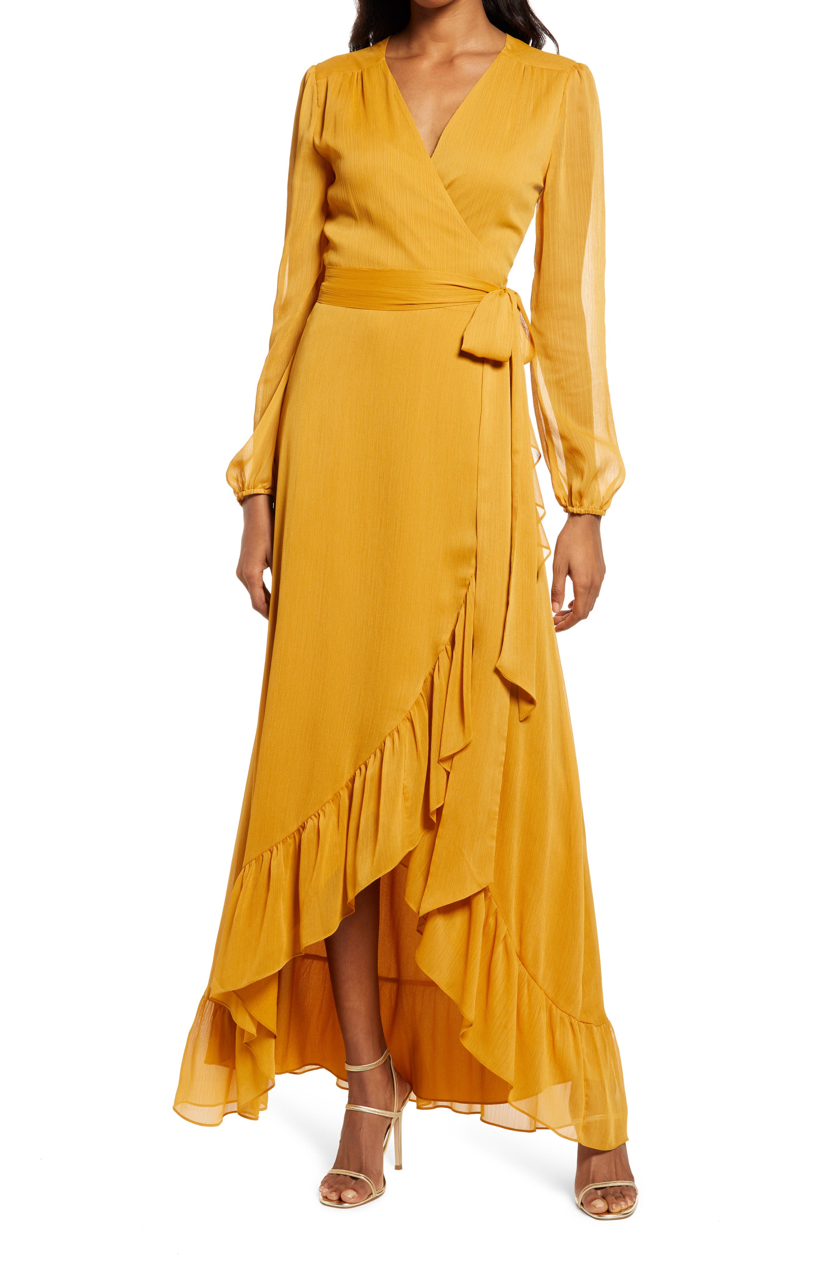 WAYF Meryl Long Sleeve Wrap High/Low 