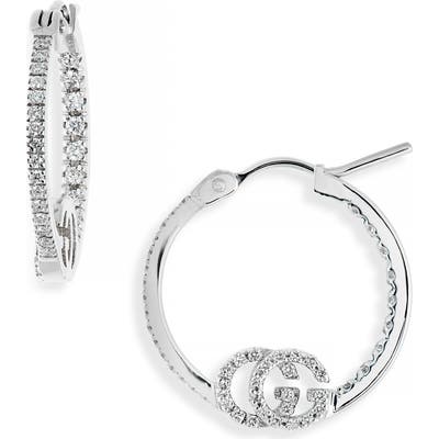 Gucci Running G Diamond Hoop Earrings