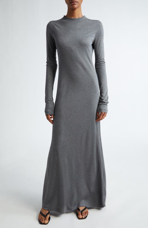 TOTEME Long Sleeve Jersey Maxi Dress Grey Melange at Nordstrom,