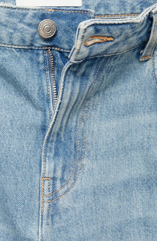 Shop Mango Cuffed Straight Leg Jeans In Light Blue