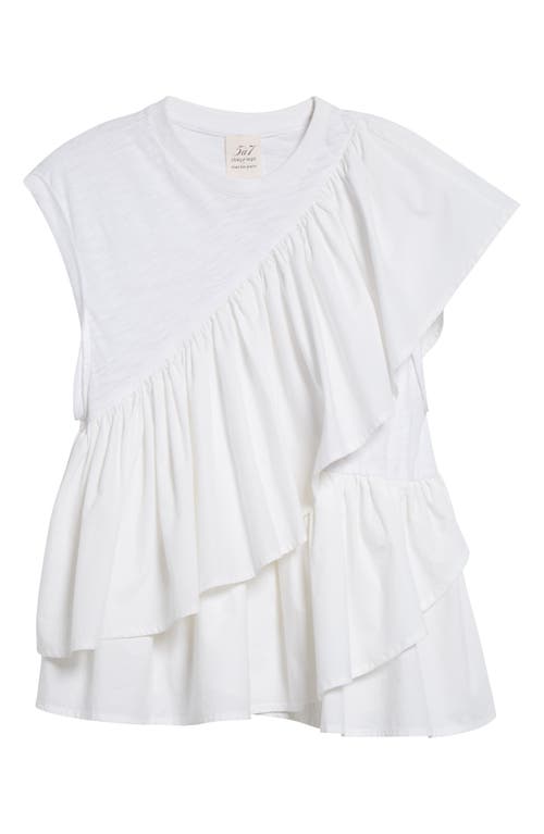 Shop Cinq À Sept Micki Woven Ruffle Layer T-shirt In White