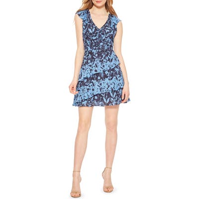 Parker Paola Asymmetrical Ruffle Silk Dress, Blue