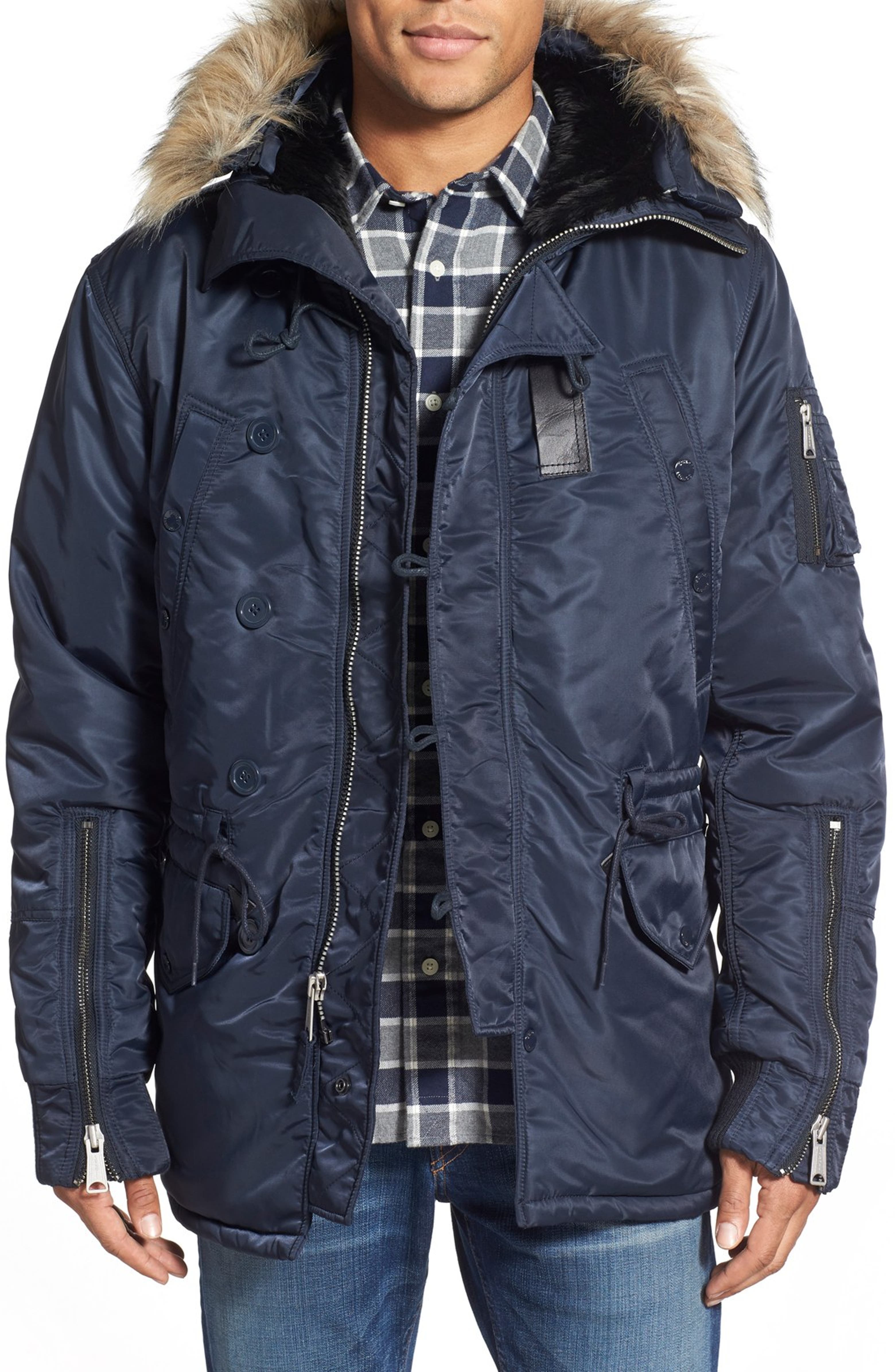 Schott NYC 'N-4B' Hooded Parka with Faux Fur Trim | Nordstrom