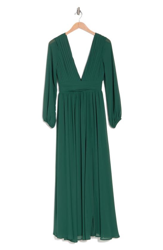Love By Design Iris V-neck Long Sleeve Maxi Dress In Emerald