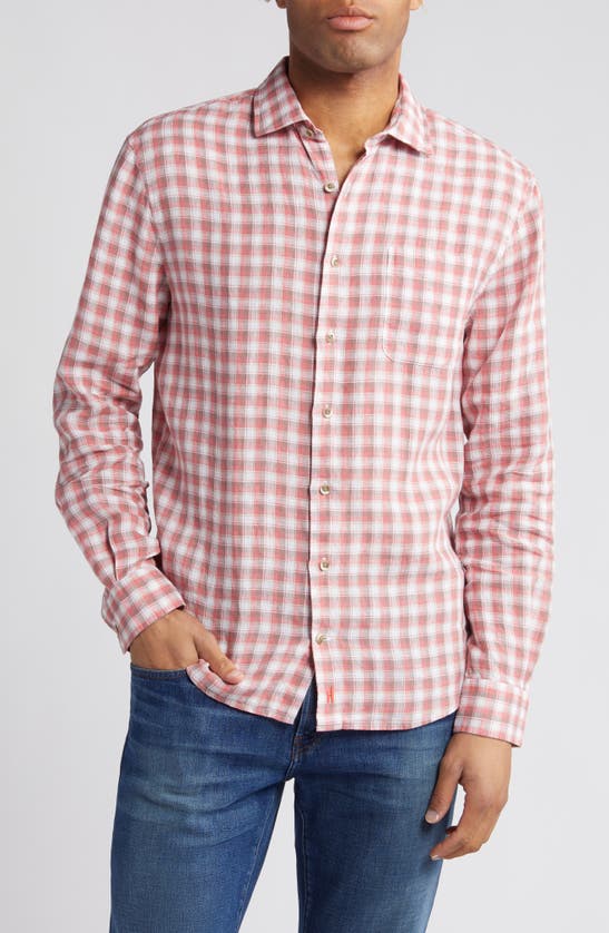 Shop Johnnie-o Rogan Check Linen Button-up Shirt In Bandana