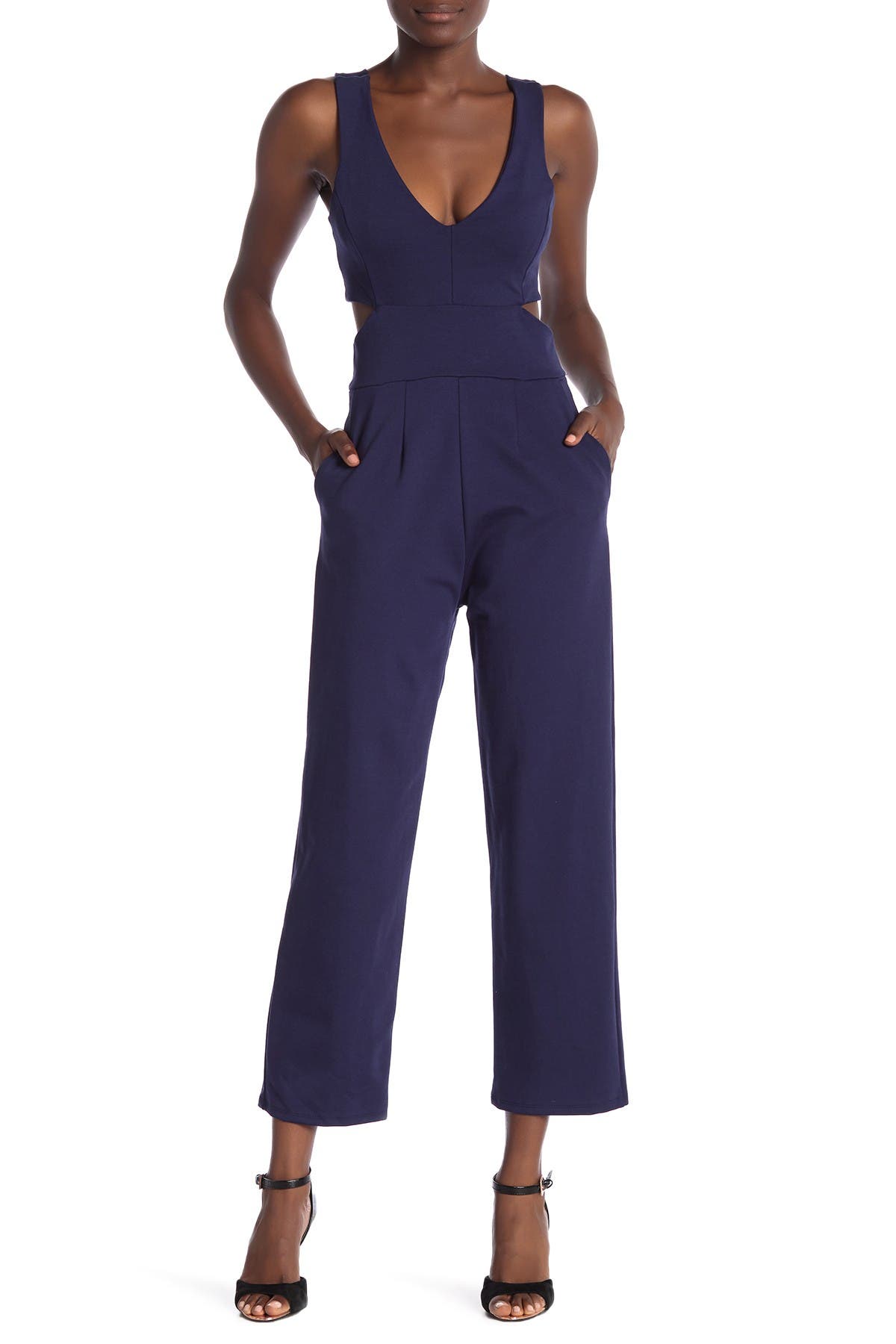 velvet torch cut out jumpsuit