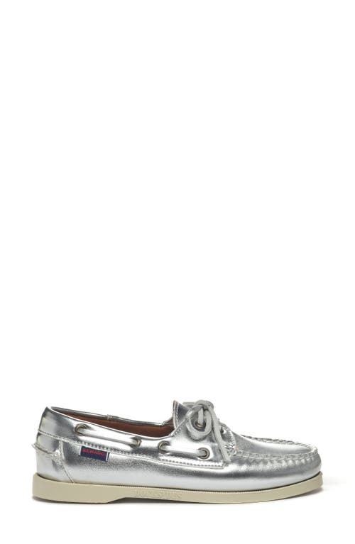 Sebago Docksides Portland Boat Shoe in Silver 