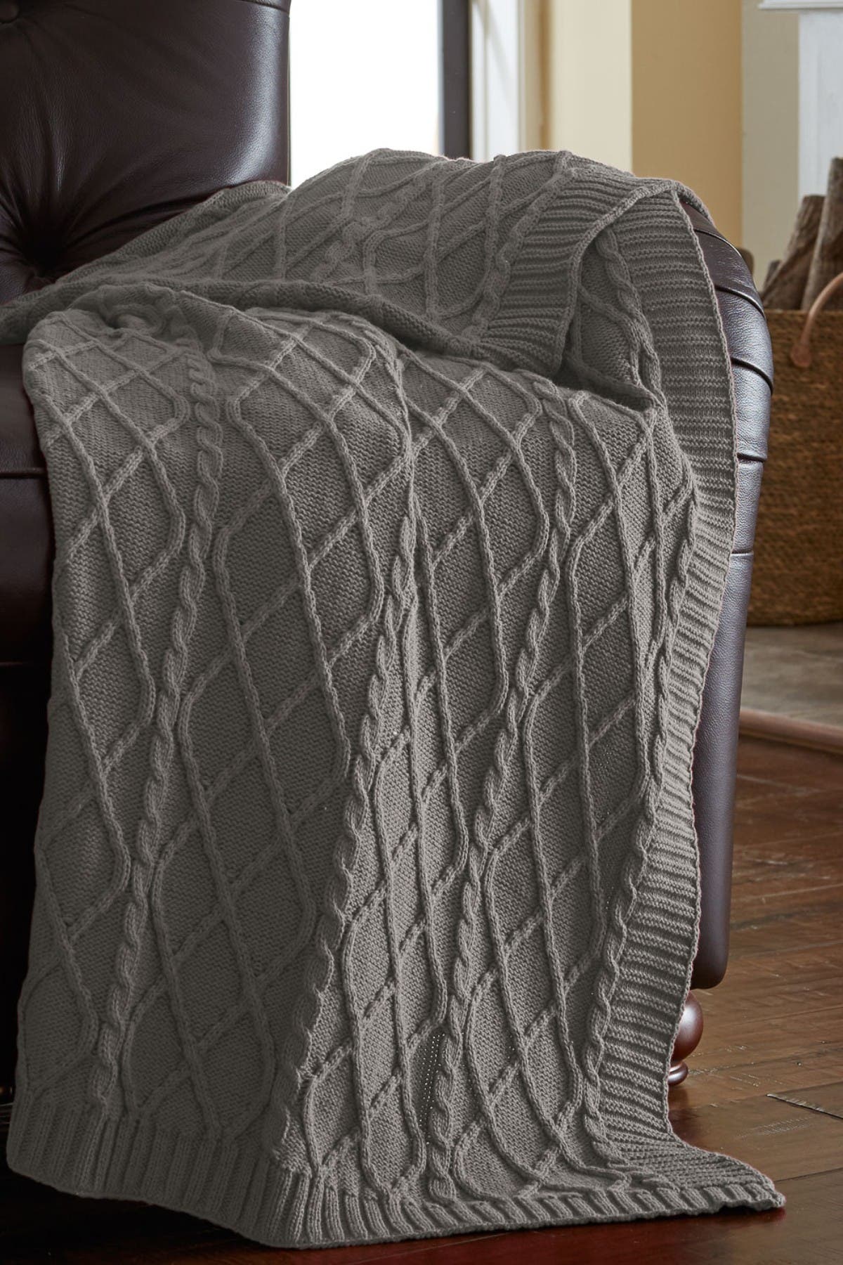 Modern Threads Oversized Diamond Knit Throw Gray Nordstrom Rack