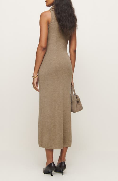 Shop Reformation X Kacey Musgraves Simone Cowl Neck Wool Sweater Dress In Camel