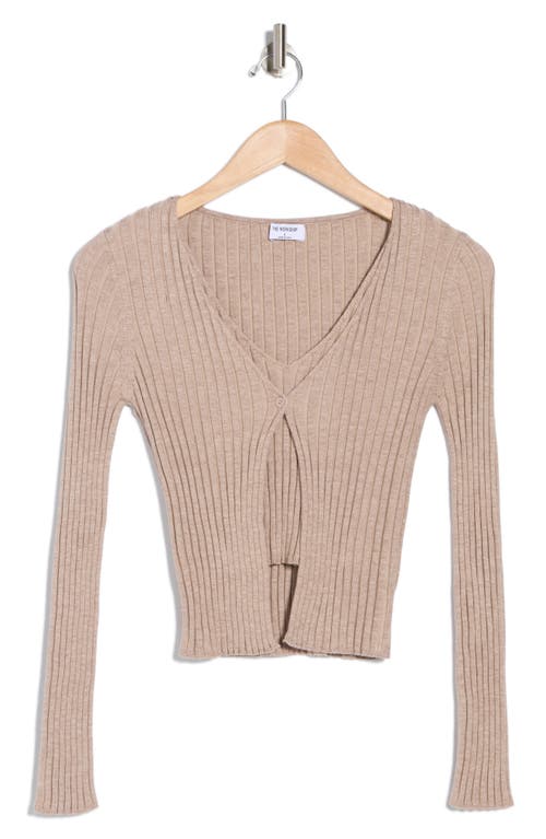 Shop Blu Pepper Ribbed Cardigan Sweater In Taupe