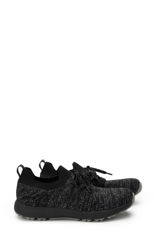 Alegria Froliq Water Resistant Knit Sneaker in Zesty Black Fabric