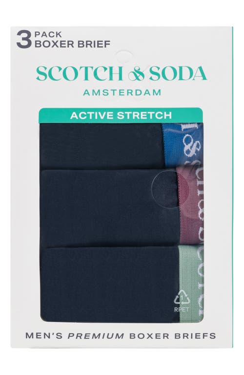 Scotch & Soda Assorted 3-pack Stretch Boxer Briefs In Navy/grey