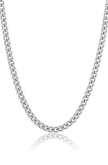 Adornia Men's Water Resistant Cuban Link Chain Necklace