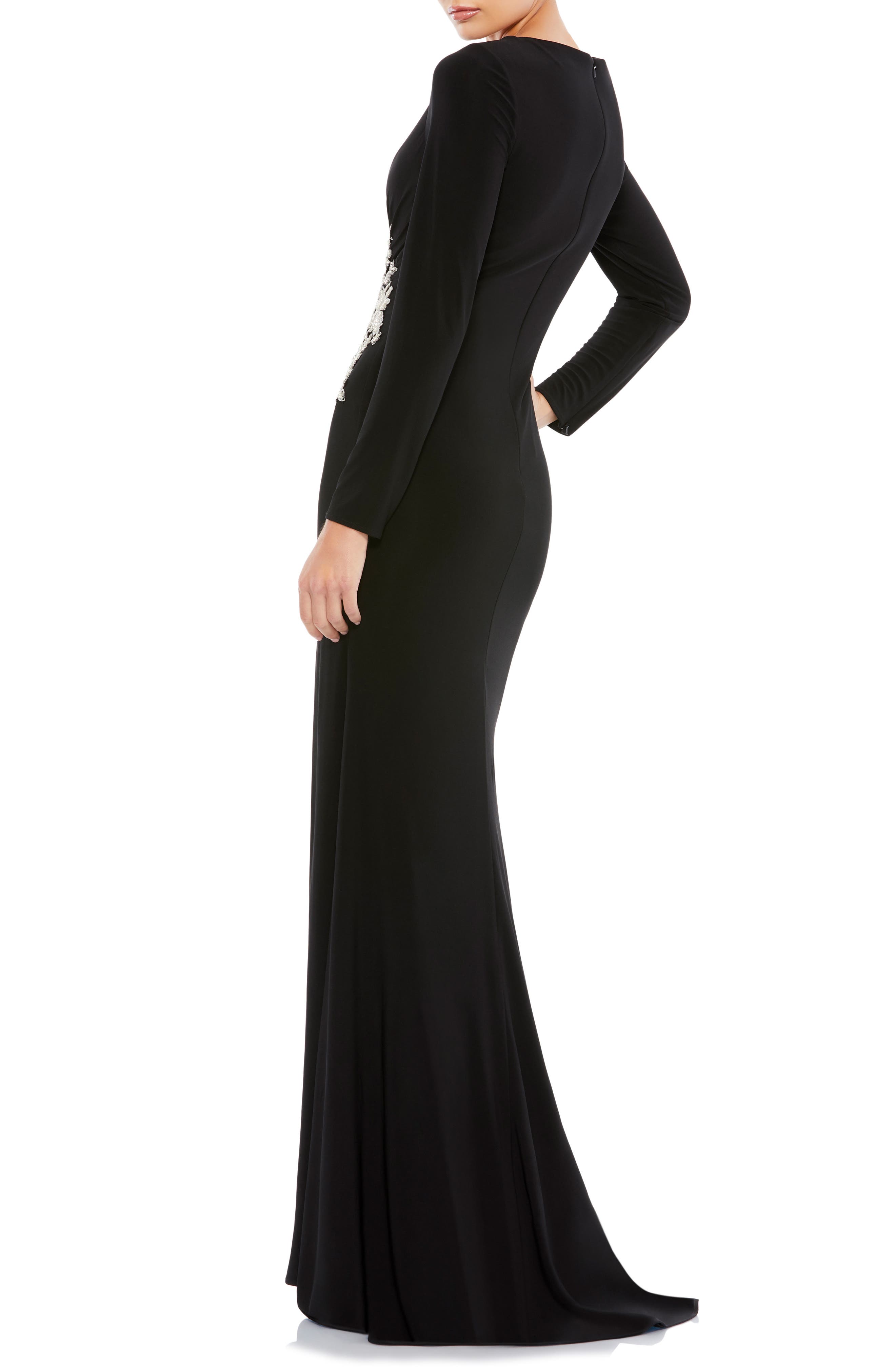 embellished jersey gown