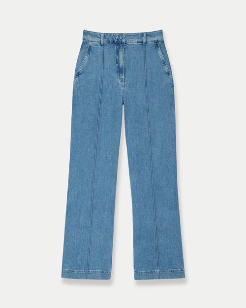 Another Tomorrow High Waisted Denim Trouser In Light Blue Wash