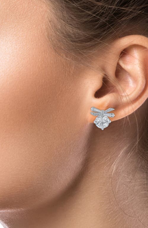 Kenneth Jay Lane Cubic Zirconia Ribbon Drop Earrings In Clear/silver