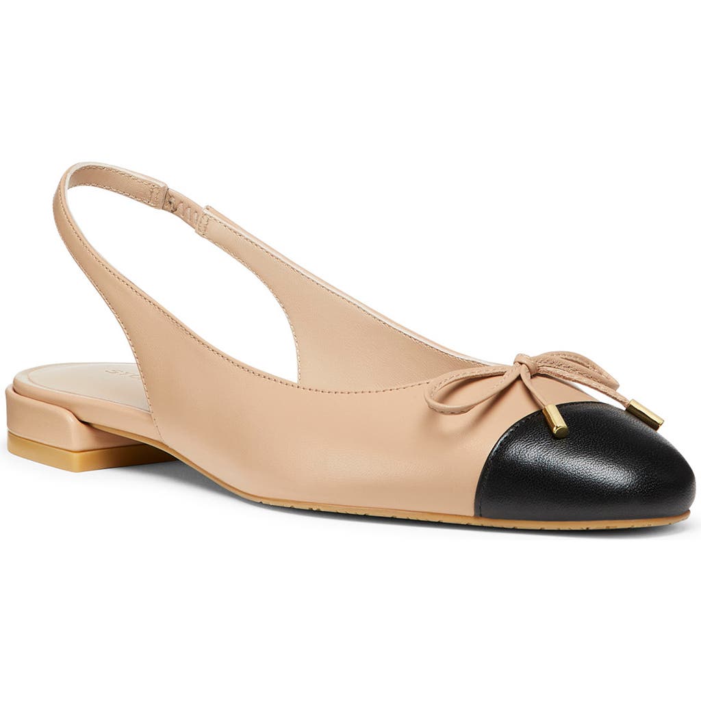 Stuart Weitzman Sleek Bow Slingback Flat In Gold