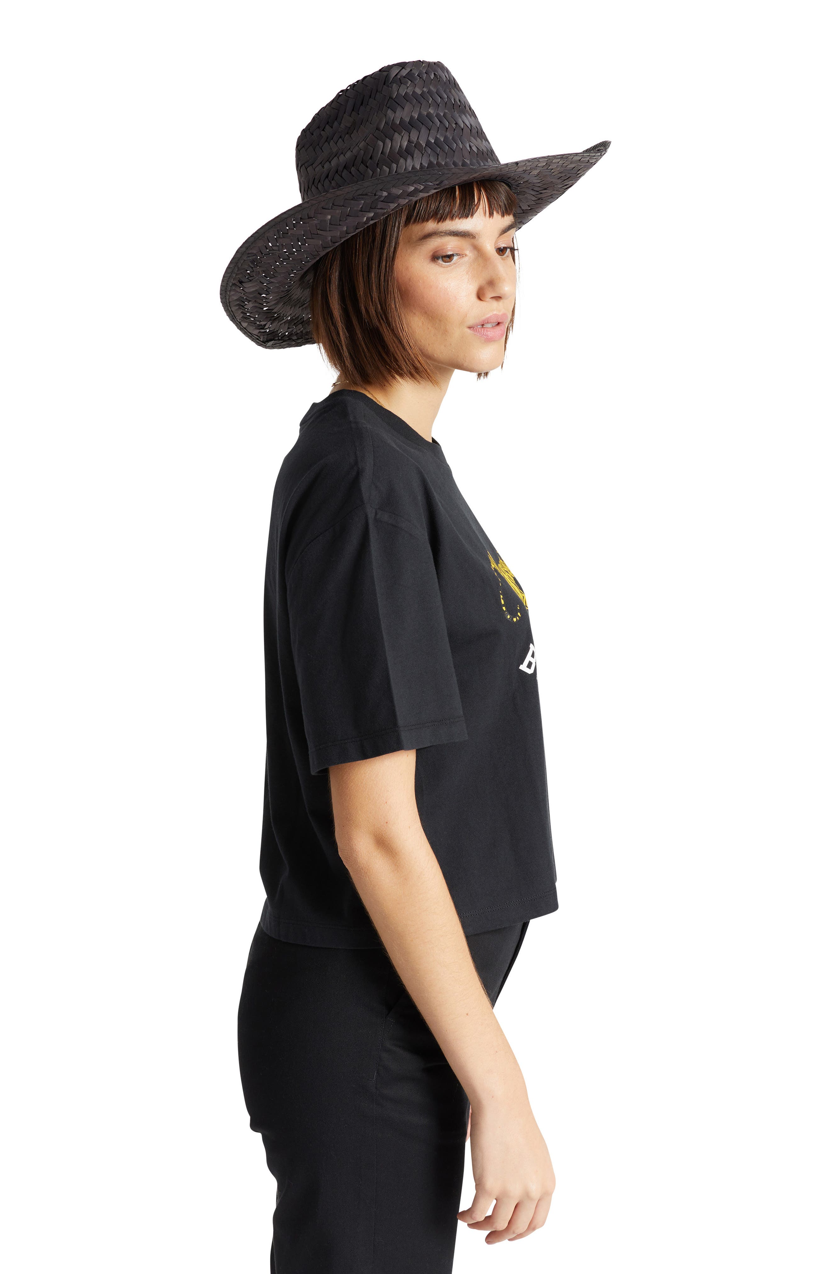 Brixton Houston Straw Cowboy Hat in Black | Smart Closet