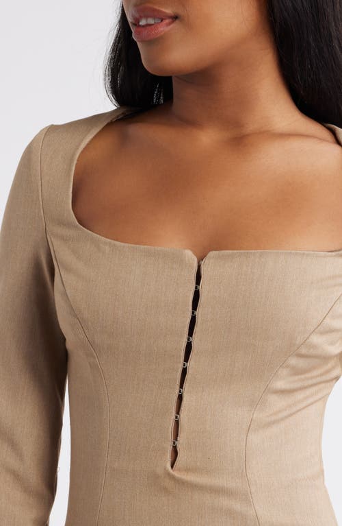 Shop Mistress Rocks Long Sleeve Cocktail Minidress In Smokey Brown
